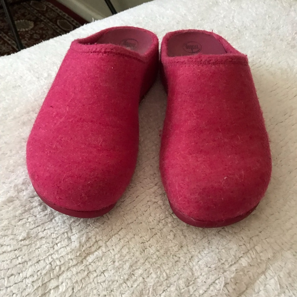 FitFlop Pink Felt Clogs Wm Sz 8
